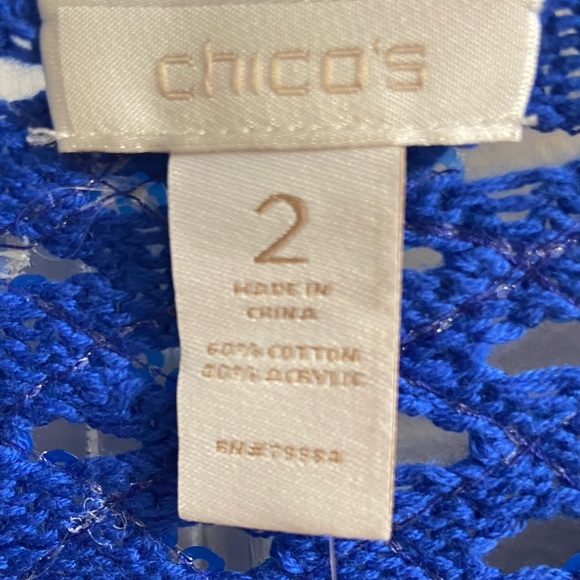 Chico’s Sasha sequin pullover crewneck sweater kinetic blue Large NWT - Picture 6 of 7